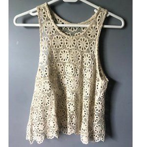 Urban Outfitters Ivory Crochet Tank Top Sz S